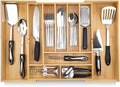 Silverware Organizer - Expandable Kitchen Drawer Organizer - Adjustable Kitchen Drawer Organizer for Utensils, Expandable to 22 Inches Wide, 10 Compartments, Silverware Tray for Drawer
