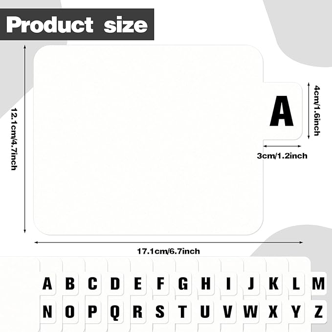 26 Pcs Vinyl Record Dividers A-Z DVD CD File Alphabet Organizer Dividers with Alphabetical Tabs Storage Record Holder Index Card for Records Albums File (White)