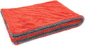 Autofiber Dreadnought Microfiber Car-Drying Towel, Superior Absorbency for Drying Cars, Trucks, and SUVs, Double-Twist Pile, One-Pass Vehicle-Drying Towel (20 inch x 30 inch) - Pack of 1, Red/Gray