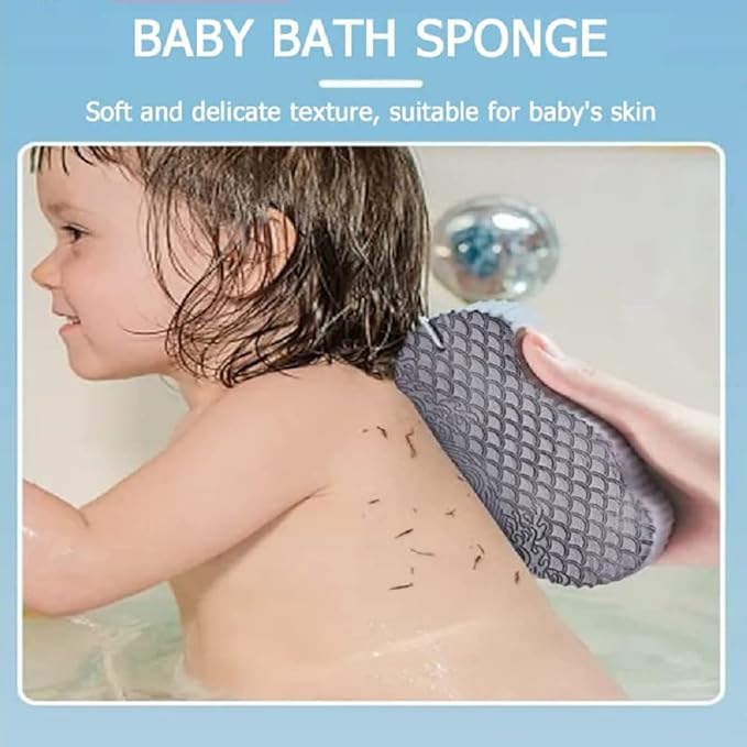 2 Pcs Magic Exfoliating Bath Sponge,3D Super Soft Body Exfoliating Bath Sponge for Adults Children and Pregnant Women Skin Friendly and Reusable. (Pink+Blue)