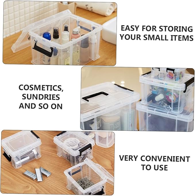 PRETYZOOM 8pcs Mini Storage Boxes Transparent Household Storage Containers for Toys Sundries and Design for Organizing