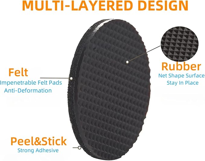 Furnigear Non Slip Furniture Pads - Self Adhesive Rubber Anti Skid Pads Grippers Rubber Chair Feet Furniture Pads for Hardwood Floors -Protectors for Furniture Table Legs Anti Slip 32 Pcs 1-1/2" Round
