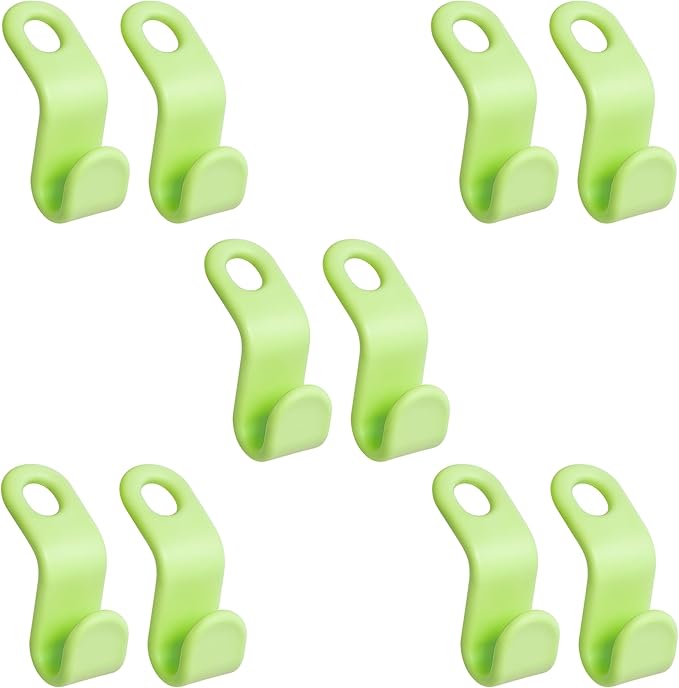 Space-Saving Hanger Hooks for Clothes – Durable Closet Organizer Connectors for Hanging Multiple Garments, Strong Plastic Hanger Attachments, Set of 8 (Green)