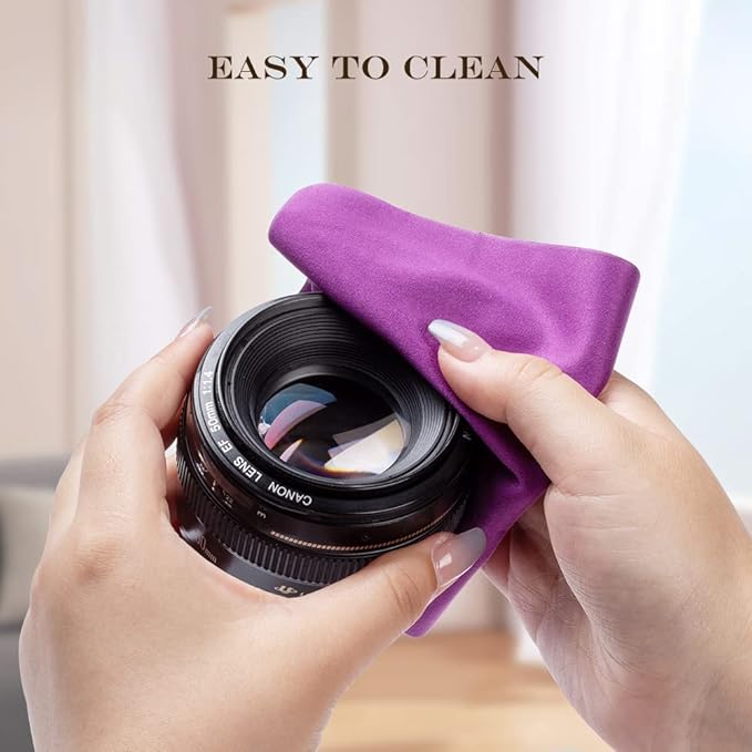 PERFECTSIGHT Microfiber Cleaning Cloth | Eyeglass Lens Cleaner [6 Pack, 5.7x6.7 Inch] Glasses, Phone, Camera, Computer Screen Cleaning | Safe for All Coated Lenses (Purple)
