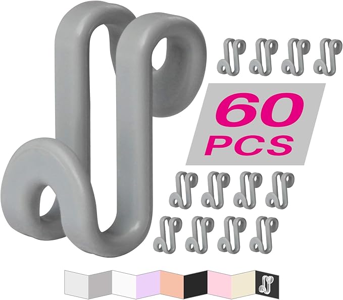 Clothes Hanger Connector Hooks, Outfit Extender Clips, Cascading Hanger Hooks, Velvet Huggable Hangers Accessory, Heavy Duty Space Saving for Closet 60 Pcs (Dark Grey)