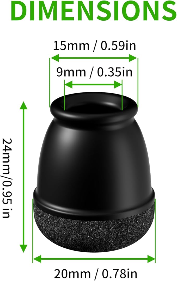 24 Pcs Extra Small Chair Leg Floor Protectors, Silicone Chair Leg Protectors for Hardwood Floors, Round Felt Pads Caps Chair Leg Covers to Protect Floors from Scratches & Noise(Black, Fit 0.35"-0.55")