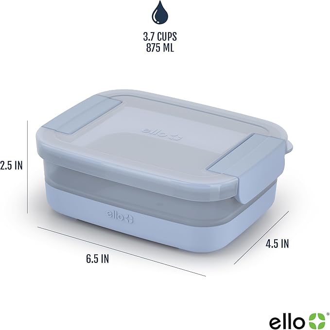 Ello Plastic 3.7 Cup Meal Prep Set 10 Pc, 5 Pack Set - BPA Free Plastic Food Storage Container with Silicone Boot and Airtight Lids, Dishwasher, Microwave, and Freezer Safe, Melon