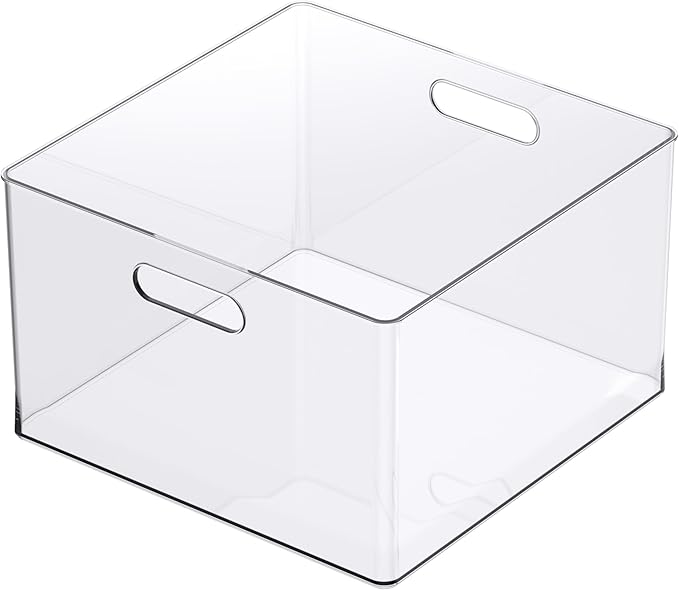 Simply Tidy 13" x 13" Clear Storage Bin with Handles – Stackable Plastic Organizer for 12" x 12" Paper, Notebooks, Sketchbooks & Craft Supplies, Easy-Access Design, 6 Pack