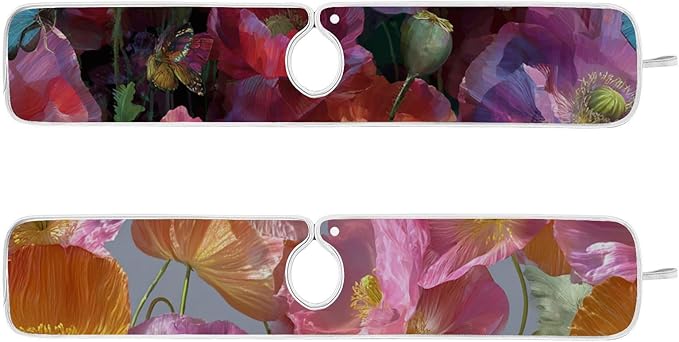 Sink Faucet Absorbing Mat Kitchen Sink Splash Guard Splash Faucet Drip Catcher for Bar RV Bathroom 2PCS 14.9x5.5in Pink Purple Poppy