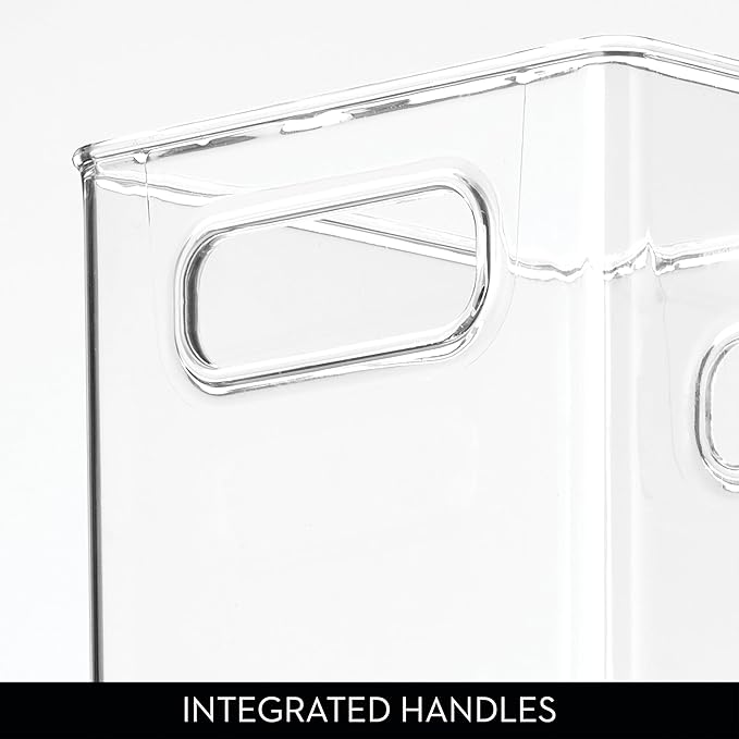 iDesign Pantry Storage Bins with Handles - Cube Organizer Bins for Cabinets or Fridge - Set of 2 - Clear