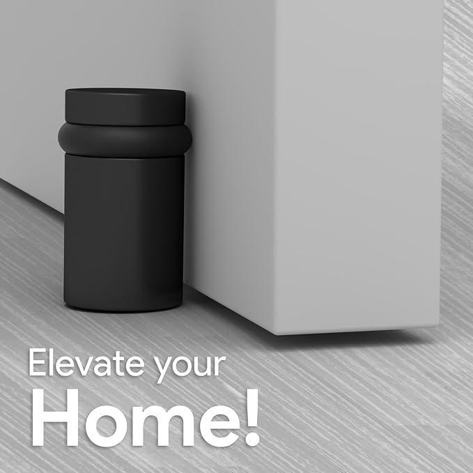 Mega Handles Floor Door Stopper, Black Stopper Quickly Installed Wall Protector, Wall Protectors from Door Knobs, Floor Door Stop with Mounting Hardware Included - Matte Black - 2 Inch