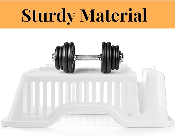 2-Piece Plastic Dish Drying Rack, Heavy Duty Sink Set Dish Rack, White Large Drainer with Attached Drainboard Utensil Cup Holders for Home Kitchen Counter Top Organizers