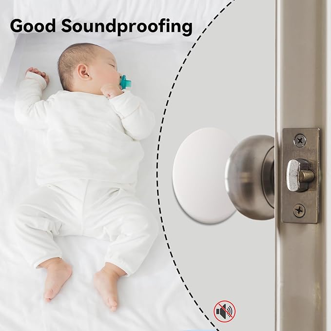 JULBEAR Door Stopper Wall Protector, 12PCS Door Knob Stoppers Wall Protector with Strong Back Adhesive,Quiet, Shock, Absorbent Silicone, Door Handle Bumpers and Protect Wall Surfaces (Round 2 inch)
