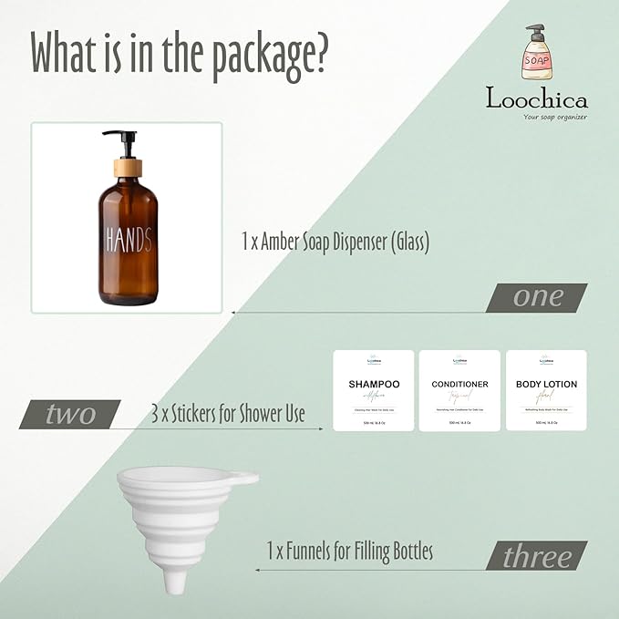 Hand Amber Glass Soap Dispenser with Pump, Amber Hand Soap Dispenser, Refillable Reusable Apothecary Soap Pump Dispenser Bottles for Bathroom and Kitchen Use