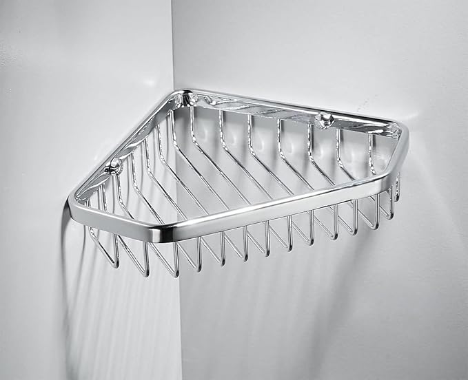 SANLIV Corner Shower Caddy Basket,Shampoo Holder for Shower Wall,Inside Shower Shelf Bathroom Organizer,Solid Brass Material in Polished Chrome