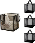 4 Pack Popup Laundry Hamper, Small Collapsible Mesh Laundry Baskets Dirty Clothes Basket with Handle Cube Storage Basket for Washing Storage,Toy Storage,Dorm and Travel(Black,13 Inch)