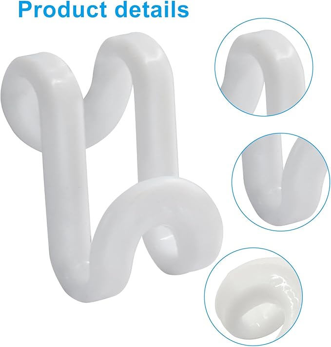 60 Pcs White Clothes Hanger Connector Hooks - Space Saving Plastic Hooks for Velvet, Heavy Duty Hangers, Organize Closet with Stackable Transparent Cascading Hooks(60 Pack)