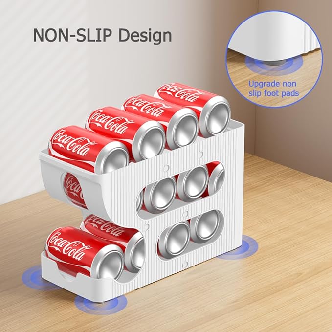 Soda Can Organizer for Pantry/Fridge, Automatic Rolling Pop Can Dispenser/Storage/Holder/Container for Refrigerator, Saving Space Drink Organizer for Fridge, 2-Pack Holds 24 Standard Cans