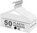 Hangers 50 Pack,Ultra-Thin Plastic Clothes Hangers (17.7 Inch) - Space-Saving Slim Hangers with Non-Slip Grooves for Wardrobe, Closet & Dorm Organization(White)