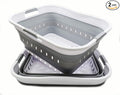 SAMMART 42L (11 gallon) Collapsible Plastic Laundry Basket - Foldable Pop Up Storage Container/Organizer - Portable Basket - Space Saving Hamper/Basket (2, White/Grey)