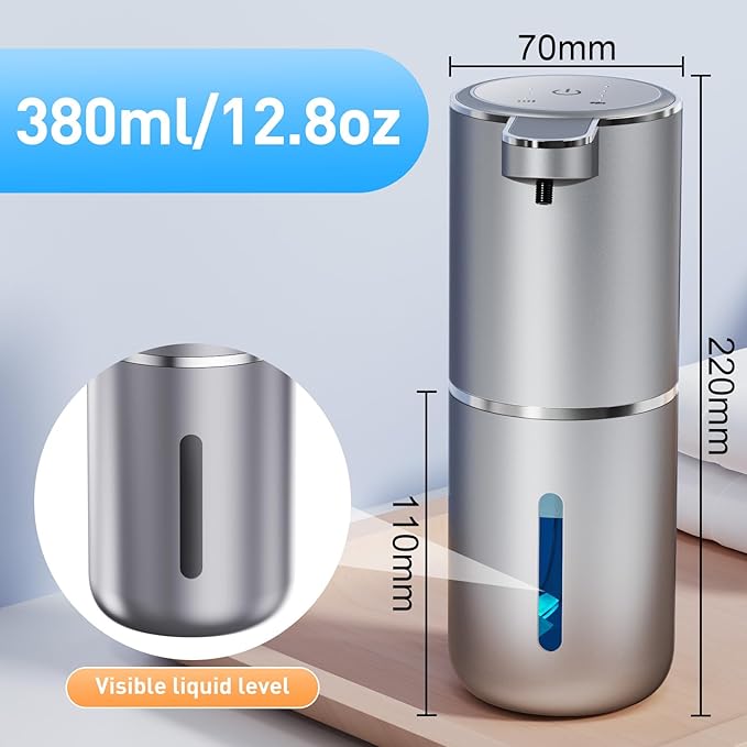 Automatic Soap Dispenser Touchless Automatic Liquid Soap Dispenser 4 Adjustable 1500mAh Soap Dispensing Levels Wall Mount for Kitchen and Bathroom