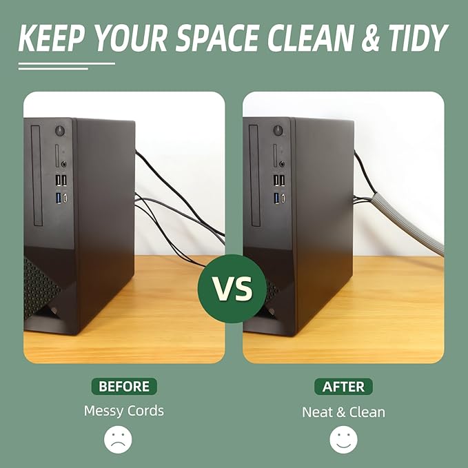 Split Wire Loom Tubing, Cable Protector Sleeve, Braided Cable Management for TV/Computer/Home Theater/Engine Bay, Cord Protectors from Pets No Chew (Grey, 1/8"-25ft)