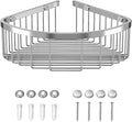 TENOVEL Shower Basket Brushed Stainless Shower Corner Shelf, 304 Caddy Stainless Steel Rustproof, Organizer Wall Mounted Basket(Includes Screws)