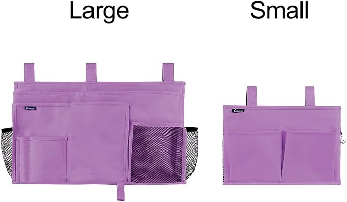 Surblue Caddy Hanging Organizer Bedside Storage Bag for Bunk and Hospital Beds, Purple, Small