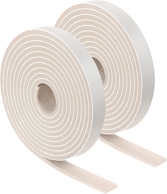 Felt Strips with Adhesive Backing – Furnigear Heavy Duty Cuttable Felt Tape Roll Furniture Pads for Chair Legs - Protecting Hardwood Floors, Chair Wall Protector (Beige, 80 x 0.5 x 0.14 Inch)