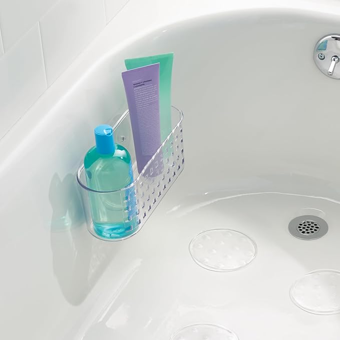 iDesign Hanging Suction Shower Caddy Basket for Bathroom Storage - Clear - Made in USA