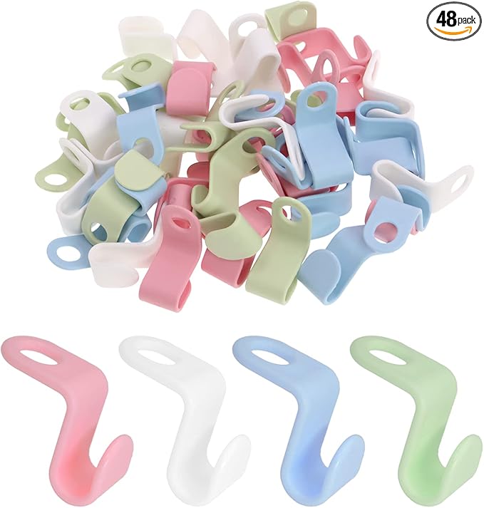 DGQ 48Pcs Multicolor ABS Plastic Closet Organizer Hanger Clips Space Saving Clothes Hanger Extender Hooks