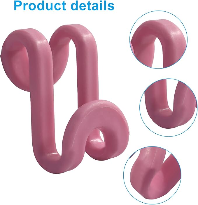 60 Pcs Pink Clothes Hanger Connector Hooks - Space Saving Plastic Hooks for Velvet, Heavy Duty Hangers, Organize Closet with Stackable Transparent Cascading Hooks(60 Pack)