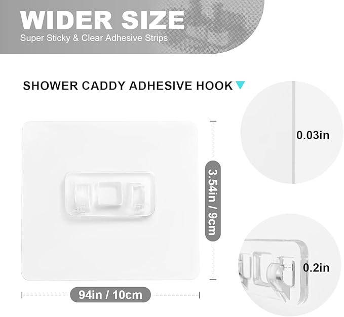 Adhesive Shower Caddy Replaycement,Wall Adhesive Strips Heavy Duty for Storage Shelves Over The Soap Holder Sticker Replacement - 3 Pieces Wider and Protective Wall,Load Capacity 35lb
