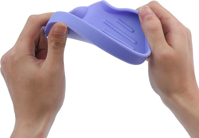 MicoYang Silicone Bathroom Soap Dishes with Drain Spout-Bathroom and Kitchen Sink Organizer,Sponge Holder,Dish Soap Tray,Perfect for Dispenser,Scrubber,Bottle on Sink or Counter-Light Purple 4.9"×3.2"