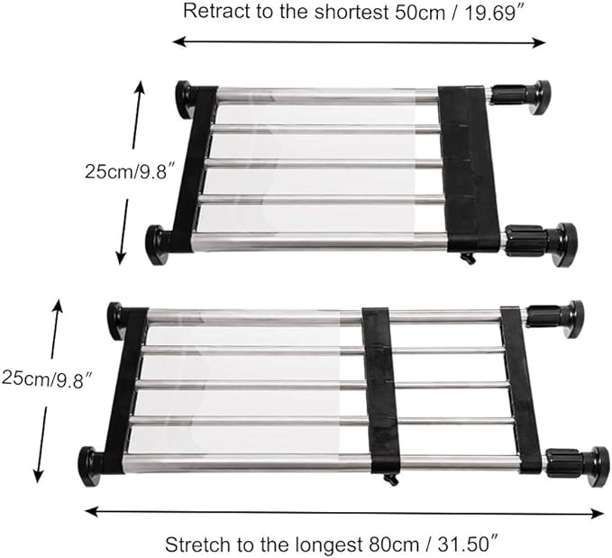BAOYOUNI Adjustable Shelving Expandable Closet Shelves Tension Rod Clothes Hanger Storage Rack DIY Cabinet Wardrobe Kitchen Bathroom Divider Separator Organizer, Black, 2 Pack
