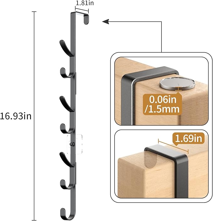 Over The Door Hooks, Metal Door Hooks for Hanging,Door Purse Organizer for Door Coat Hanger, Back of Shower for Hanging Towel Rack Clothes, Hat, Bathroom Bathroom Dorm Bedroom Closet (Black-3Packs)