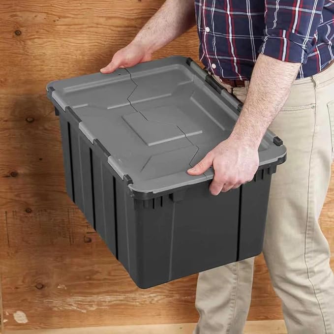 （2-Pack） 48QT Plastic Storage Box with Lid, Large Capacity Lidded, Heavy Duty Container for Home, Office, Warehouse & Business。