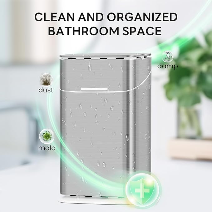 GFWARE Toothbrush Holders with Cover - 5 Slots Tooth Brush Holder for Bathroom, Detachable Bathroom Counter Organizer with Drainage Kids Toothbrush and Toothpaste Holde, Silver