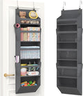 Lifewit 1 Pack Over the Door Organizer, Clear Window Hanging Storage with 4 Mesh Side Pockets, Anti Tilt 40 lbs Load Behind Door for Pantry, Nursery, Bathroom, Bedroom, Dorm, 5 Section, Gray