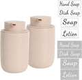 BosilunLife Foaming Soap Dispenser Set - Khaki Ceramic Foam Hand Dispenser 12oz Soap Dispenser Set with Rust Proof Pump, 4Pcs Clear Stickers for Kitchen, Bathroom - 2 Pack