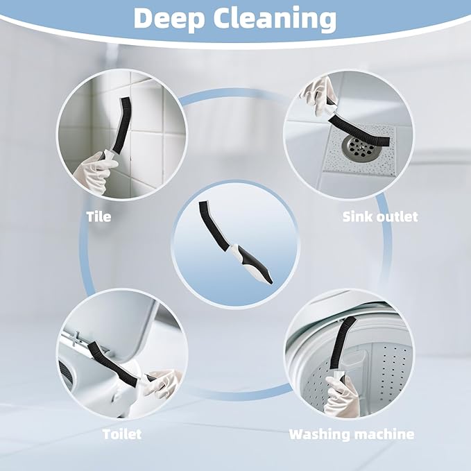 Scrub Brush Set, Heavy Duty Scrub Brushes Crevice Cleaning Brush with Stiff Bristles, 3 Different Brushes Included for Household Use, Grout, Tile, Bathroom, Kitchen, Bathtub, Floor