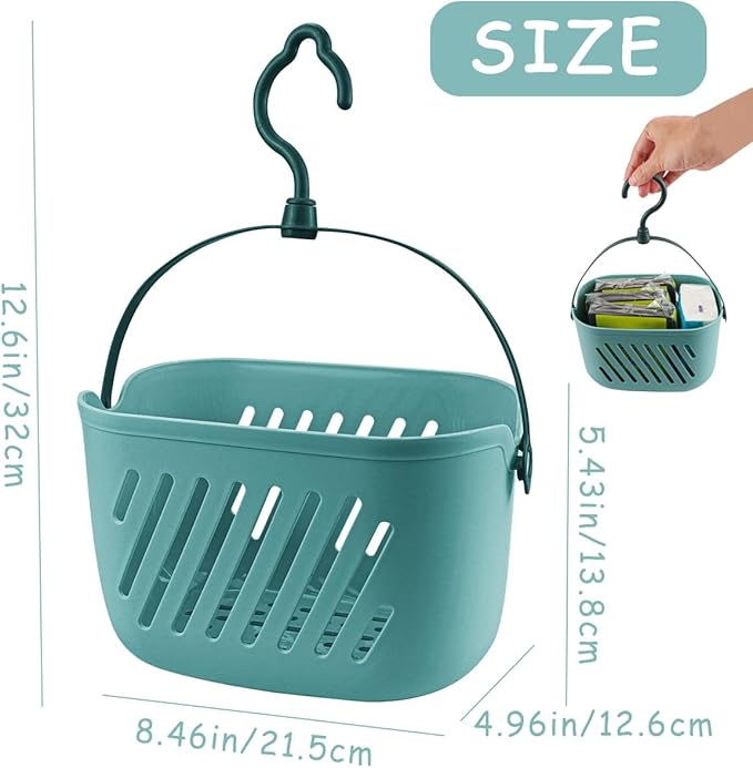 Hanging Shower Caddy Basket with Hook Plastic Hanging Storage Basket Portable Kitchen Organizer Storage Basket for Bathroom Kitchen Pantry Bathroom Dorm Room（Blue）