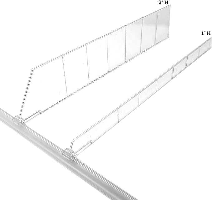 Adhesive Universal Shelf Lip for Adjustable Shelf Dividers, 48" L x .75" H, 20 Pack