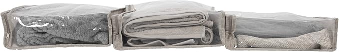 Household Essentials Under Bed Zippered Sweater Storage Bags with Clear Vision Panel, Set of 3, Silver,Gray