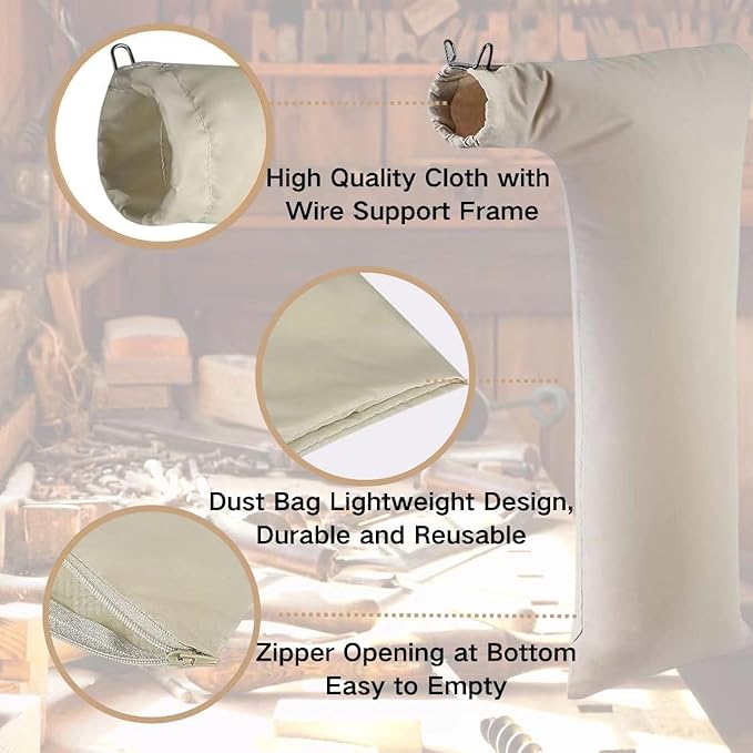 (Pack of 2) Table Saw Dust Collector Bag Fits Bosc/Dewalt/Makita/Ryobi/Craftsman/Porter Cable/RIGID/Metabo/Kobalt/Skilsaw/Delta/ (10" Tablesaws with 2.5" Dust Port)
