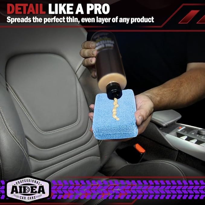 AIDEA Microfiber Applicator Pads-2Pack, Car Wash Sponge, Premium Microfiber Sponge and Cleaning Pads, Perfect for Effortless Wax, Sealant, and Conditioner Application - Blue