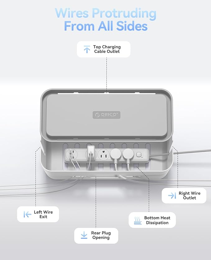 ORICO Cable Management Box, Cord Hider Box to Conceal Power Strips on Desk or Floor, Keeping Cords Tidy and Protected from Damage, Stylish Cable Organizers for Home, Office, School - PB01