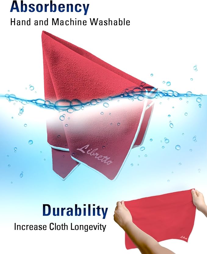 Libretto Microfiber Polish Cloth for Musical Instrument, 3 Sizes in 1 Pack, Trumpet and Brass Cleaning Product, Red, Lint-Free, for Piano, Violin, Guitar, Saxophone, Laptop.