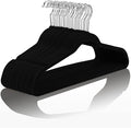 MIZGI Premium Velvet Hangers (50 Pack) - Heavy Duty, Non Slip Felt - Velvet Suit Hangers, Black with Chrome Hooks, Space Saving
