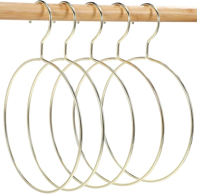 Zerodeko Round Clothes Hangers Metal Scarf Holder Creative Space-Saving Tie Rack for Home Closet Organization 10-Inch Diameter Design